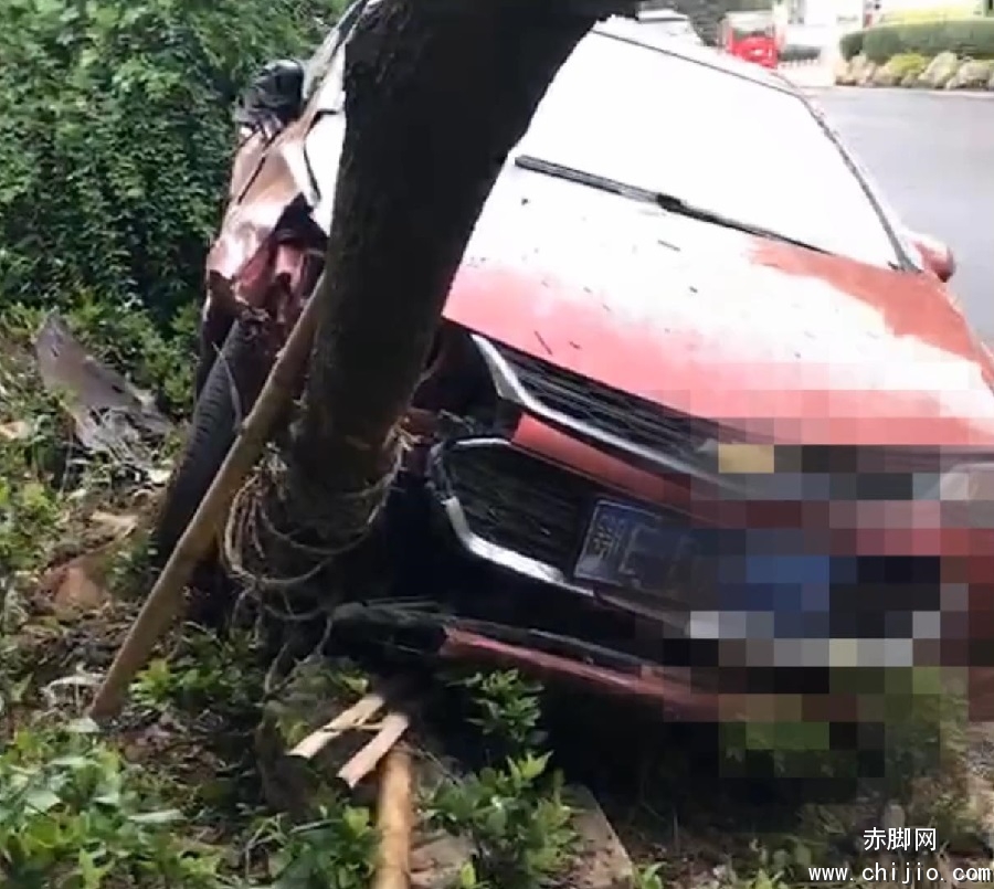 向阳坡小车撞进绿化带_20190806114748.JPG